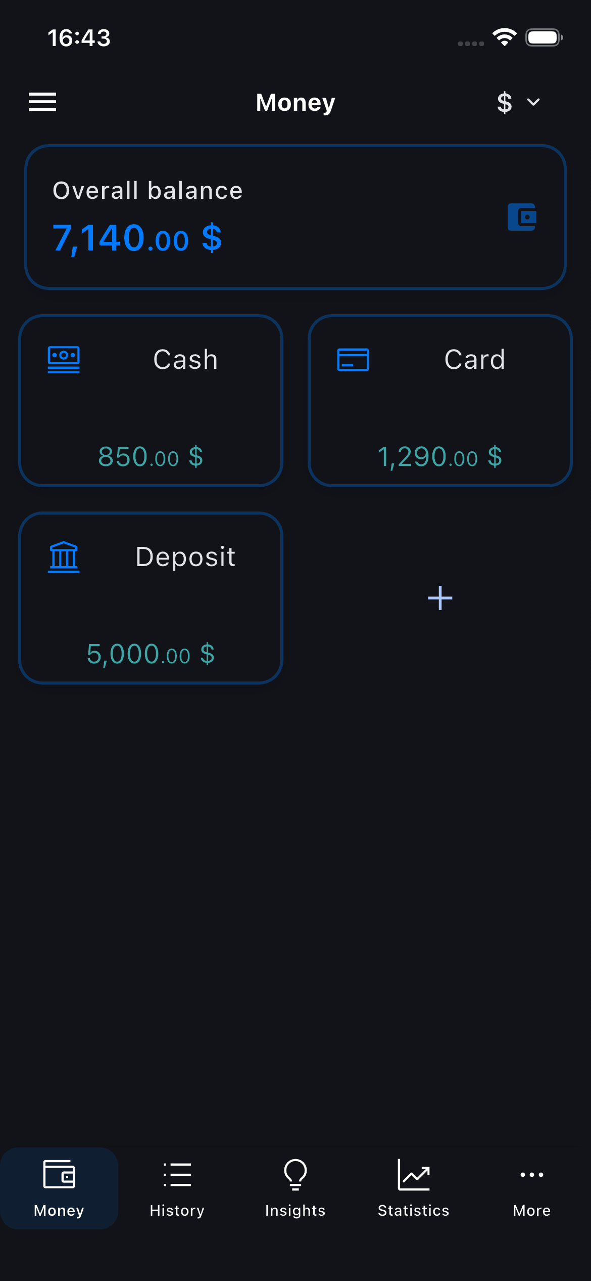 MyFin app showing account balances and financial overview